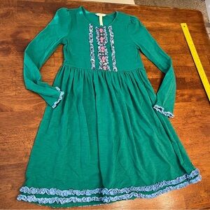 Matilda Jane Green Dress with Blue Accents size 12